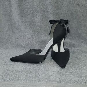 Bakers Elegant Black Heels with Ribbon Accent